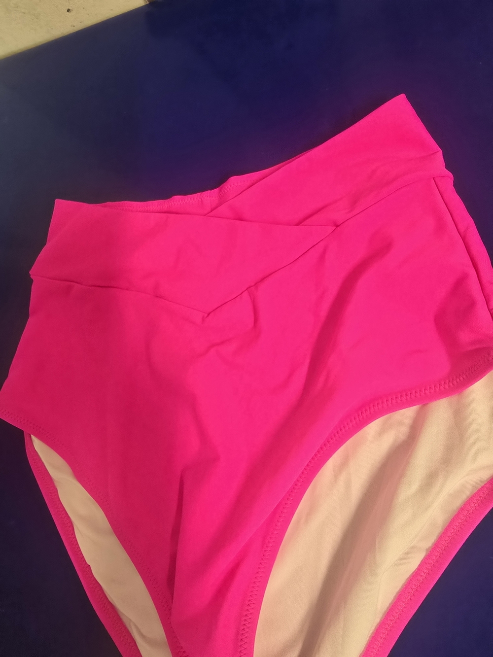 Large High-Waist Women's Swim Bottoms in Hot Pink